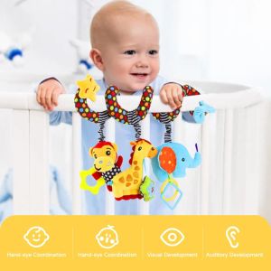 Коляска для детских автомобильных сидений спираль висящие игрушки Sensory 0-12 месяцев новорожденных игрушки Crib Bassinet Mobile Music Box BB Squeaker Rattles