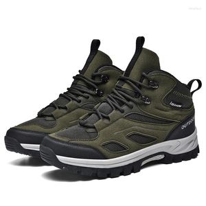 Fitness Shoes High Quality Hiking Large Size Leather Boots Men's Fashion Waterproof Round Head Lace Up Top Botas