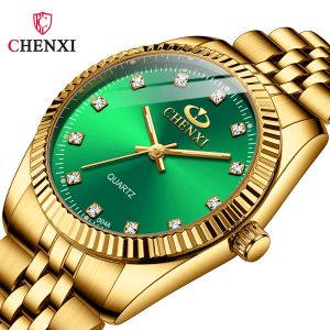 Couple Watches 2023 CHENXI New Gold Classic Retro Luxury Wristwatch Lovers Gift Waterproof Quartz Couples Wrist Watch Set Clock