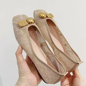 Flats Designer Metal Mesh Ballerinas Ballet Flats Mulheres Mocasins Mocassins Bordado Lace Sofra rasa macia Sapatos planos planos casuais