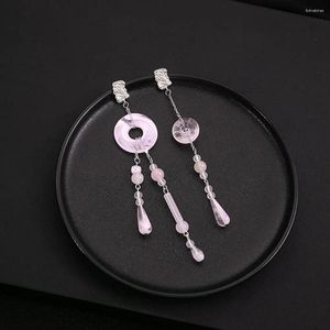 Stud Earrings Niche Design Circle Geometric Water Drop Chinese Translucent Beaded Creative Ear Hook