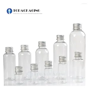 Storage Bottles 100 5/8/10/20/30/50ML Screw Cap Bottle Clear Plastic Cosmetic Shampoo Container Empty Lotion Shower Gel Refillable Aluminum