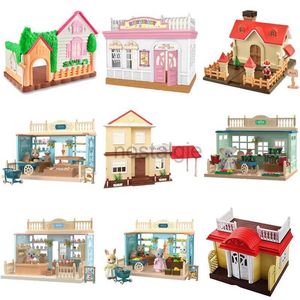 Kitchens Play Food 1/12 Forest Animal Family Wing Christmas House Ice Cream Bread Flower Fruit Shop Bunny Dollhouse Girl Play House Toy Gift 2443