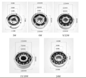 LED Bunte Brunnenpool Light RGB wasserdichte IP68 Unterwasserlampe 12V/24 V 3W/6W/9W/12W/18W/24W Schwimmbad Landschaftslampe