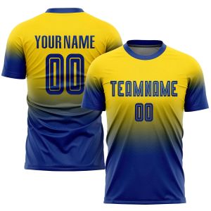 Custom Gold Royal Sublimation Fade Fode Fashion Soccer Uniform Trikot