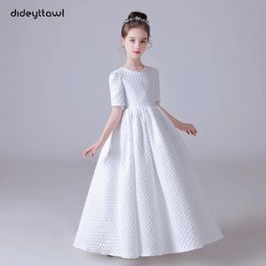 DideyttTawl White Puff Skirt Elegante Flor Girls Dress for Wedding Party Sleeves Short Concert Junior Bridesmaid Vestido 240403