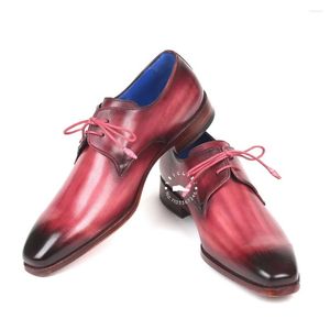 Scarpe eleganti da uomo con lacci avvolti dipinti a mano con due occhielli, punta liscia, stile derby, in vera pelle, eleganti per