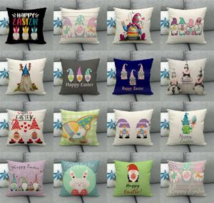 45 Designs Pillow Case Frohe Osterbrief 4545 cm Sofa Nickerchen Kissen Home Dekoration Gnom Kaninchen Feindliche Zwerg -Umarmung Ei Kissen CoV4252596