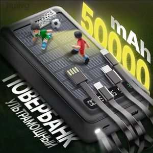 Banki zasilania telefonu komórkowego 500000 mAh Bank Power Wbudowane w 4 kable przenośna zewnętrzna ładowarka akumulatorowa Biała zasilanie dla Samsung iPhone LED Bank Black 2443