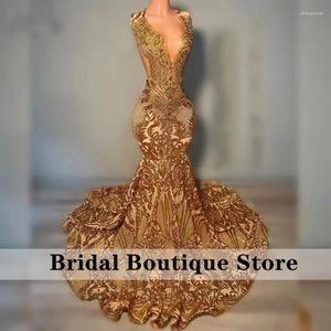 Party Dresses Design Gold Diamonds Prom For Black Girls Crystal Beading Rhinestones Sequin Glows Wedding Birthday Dress