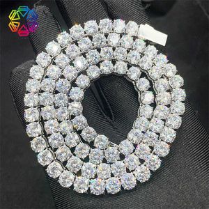 New 316L stainless steel press spring buckle tennis chain with 5A zircon 3-6mm single stone hip-hop necklace for men and women CLB3