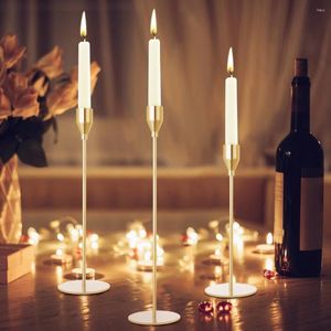 Titulares de vela 3 conjuntos de convincente Deconfilizado Decorativo de Candelas Golden para jantar de casamento