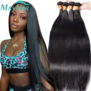 Peruvian 100% Human Hair Straight Bundles Weaving Weave For Black Women 3 4 Deal Natural Bundle 32 Inch 240402