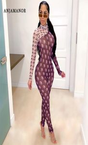 Anjamanor Fashion Moon Print Sheer Mesh Long Sleeve Bodycon Jumpsuit Women Clubwear 2020 Autumn Winter One Piece Outfit D16BH15 T8791703