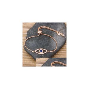 Charm Bracelets Luxus Klassiker Evil Eye Armband für Frauen glänzende Prinzessin geschnitten Kubikzirkon CZ Verstellbare Armreifen Kupferschmuck Geschenk Dhlyy