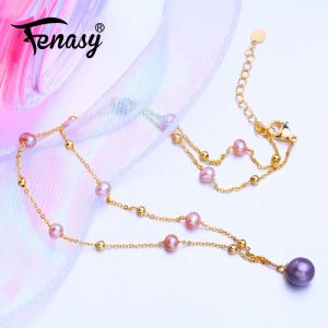 Collane fenasy fenasy fenase craca perla d'acqua dolce per donne gioielli perle personalizzati cravatta di colore in oro bohémien