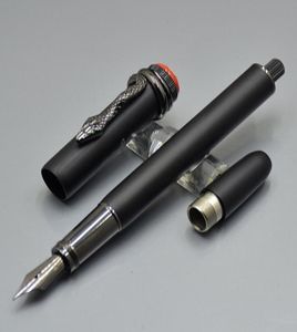 Wysokiej jakości matowy czarny klip z głową węża Fountain Pen grzywny biuro biurowe moda kaligrafia atrament Pens Prezent nr Box8189684