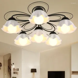 Ceiling Lights Simple Bedroom Modern Led Lamp Nordic Rustic Style Flower Decorations For Living Room Dining