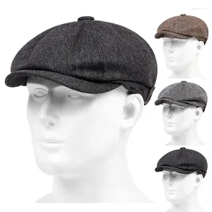 Berets Spring осенняя бельевая шляпа модная шляпа твердый цвет мужчины восьмиугольные шляпы на открытом воздухе классический грузовик хип -хоп Sboy Gorras