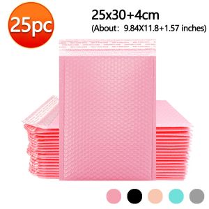 メーラー25pcs 25x30+4cmバブルメーラーパッド入り封筒裏付きポリメーラーショックプルーフメーラー防水メーラーセルフシールピンク