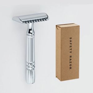 Ny legeringsmanual Razor gammaldags Razor Razor Shaver 5 bitar av miljövänlig Kraft Paper Box