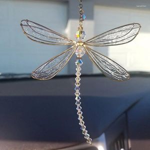 Dekorativa figurer Dragonfly Pendant Window Wall Decoration Utsökt snygga vingar Metall Zinklegering Diamond Sun Catcher