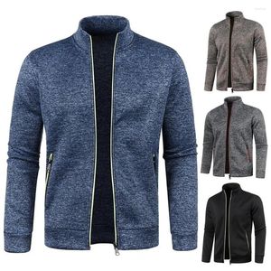 Moletons masculinos Stand colar de mangas compridas cardigan zíper de placas de placas de moletom masculino homem primavera outono cor sólida cor de tamanho esportivo