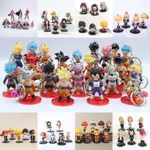 Anime Cartoon 10CM PVC Keychain Demon Slayer Chainsaw Man JOJO Doll Pendant Bell Bag Decorative Pendant Creative Toy Car Mounted Accessories Decoration Kid Gift