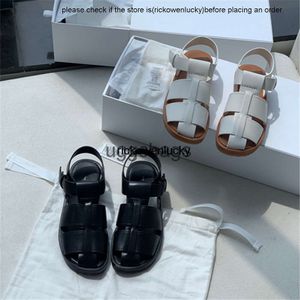 The Row Shoes 2023 Nishe * row подлинный кожаный полый Baotou Caligae Spring и лето новые удобные сандалии для женщин для женщин высокое качество высокого качества