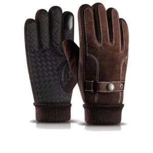Touch Screen Winter Men Gloves New Thicken Full Finger Men Mittens Leather Outdoor Sport Warm Casual Gloves