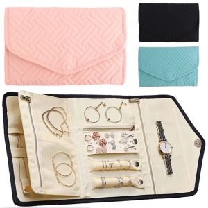 Naszyjniki w torbie do przechowywania biżuterii Travel Torka Roll Fedable Jewellry Organizer Pierścienia Naszyjniki Przenośna biżuteria