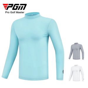 Skjortor PGM Herrarna Sun Protection Golf Shirt Underwear Long Sleeve Cooling Ice Silk Tshirts Antiuv Soft Apparel For Men YF202