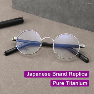 Occhiali da sole Giappone Design del marchio KMN101 UOMINO DONNE DONNE PUCHROMIC Pure Titanium Round Frame Glasshi fatti a mano Prescrizione Ottici occhiali