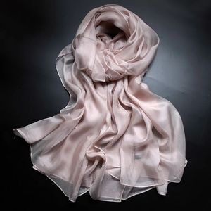 Solid Color 100% Silk Scarf Womens Summer Long Silk Scarf Shawl Thin Sun Protection Shawl Plain Pure Silk Scarf 240320