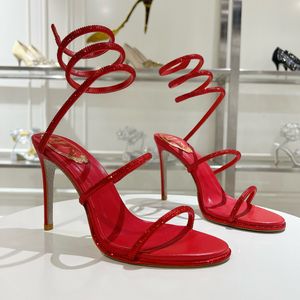 Rene Caovilla Cleo украшенные шпильными каблуками сандалии вечерние туфли 95-мм женщин на высоких каблуках летние роскошные дизайнеры