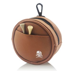 Balls Mini Golf Ball Bag PU Round Shape Skull Waist Bag with a Belt can Hold 4 Balls 11*11*4.5cm for Golfer Practice (not contain ball