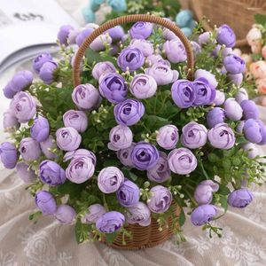 Dekorativa blommor Artificial Peony Simulated Tea Rose Diy 15 Heads Wedding Bouquet Camellia Flower Faux Silk Home Decoration