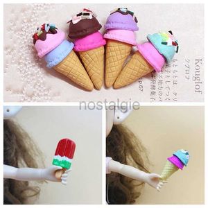 Kitchens Play Food 2PCS/lot Cute 1/6 Scale Miniature Ice-cream Resin Ice-cream cone Pretend Food for 1/6 1/8 1/12 dollhouse play kitchen food 2443