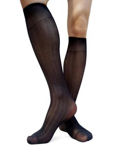 Формальные носки для мужчин, эластичные брендовые полосатые мужские прозрачные тонкие носки до колена, прозрачные мужские деловые носки Tube1986940