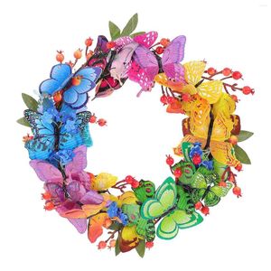 Decorative Flowers Charm Butterfly Wreath Office Floral Wreaths For Front Door Artificial Flower Pvc Hangings