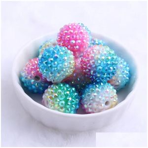 Crystal BEADS KWOI Vita 20mm 100pcs Chunky Colorf Rainbow Resin Rhinestone Ball for Kids Jewelry Drop Delt Logo Dhuut