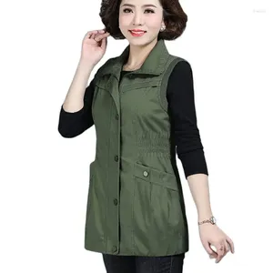 Women's Vests 2024 Spring Autumn Middle-aged Mothers Vest Jacket 6XL Loose Sleeveless Outwear Solid Female Casual Zipper Waistcoat Coat Tops