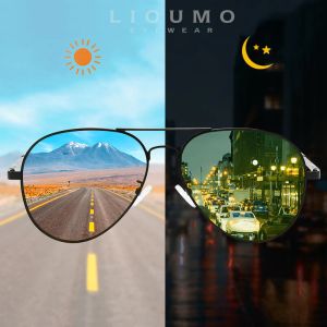 Güneş Gözlüğü Lioumo Pilot Güneş Gözlüğü Polarize Erkekler Fotokromik Gece Gece Sürüş Gözlükleri Kadın Chameleon Goggle UV400 Lentes de Sol Hombre