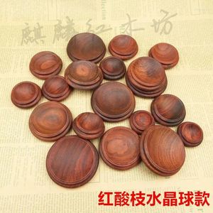 Window Stickers Selling Mahogany Carving Handicraft Ornaments Crystal Ball Wood Base Red Suanzhimu Walnut Egg Gourd