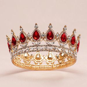 Hair Clips ICAZO Casamento de noiva Classic Crown Round Crown Crystal Artificial Adequado para Festas de Festas de Festas Cabela