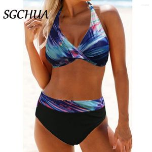 Damenbadebekleidung 2024 Badeanzug Sexy Hohe Taille Gedruckt Frauen Bikini Set Beachwear Push Up Badeanzug Weibliche Zweiteilige