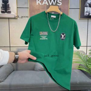 Designer de LVSE Menas de algodão merceizado de algodão Mercerizado 2023 Verão personalizado Slim Fit Versátil Confortável Camiseta coreana 664