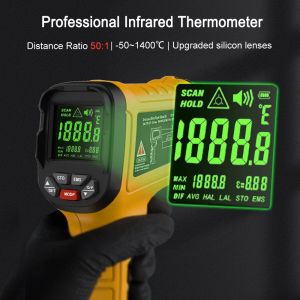 Bside Infraröd termometer -50 ~ 1400C Professional 50: 1 Digital IR-LCD-temperaturmätare Icke-kontakt lasertermometrar Pyrometer