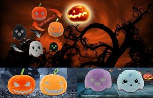 Halloween Pumpkin Ghost Toy Dois lados recheados Luminous Plush Toys Presentes de férias Party Prom Surprise Whole7546591