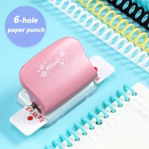 Escova kwtrio 6 hole paper punch handheld hole holurber capacidade de 6 mm para a4 a5 b5 para notebook Diário de scrapbook encadernação 99h9